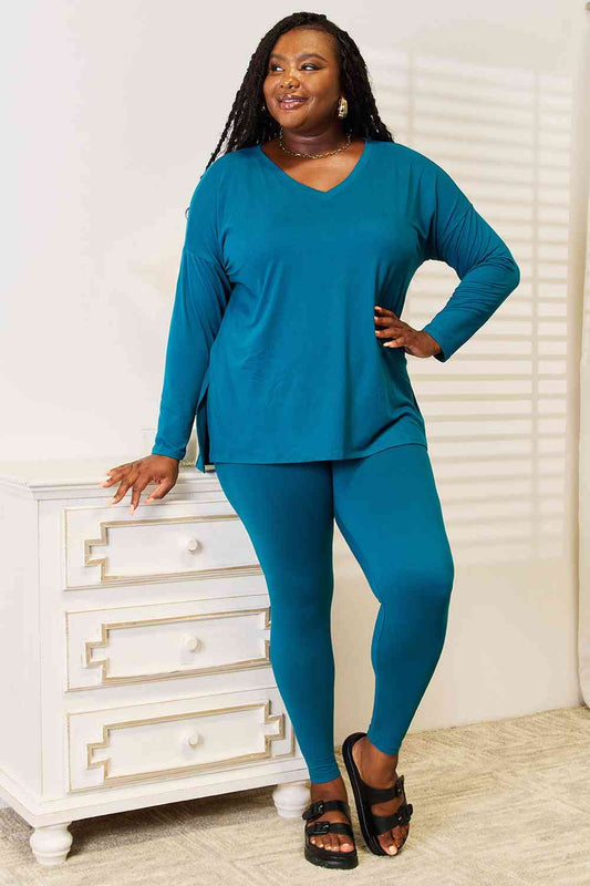 Work From Home  Long Sleeve Top and Leggings Set